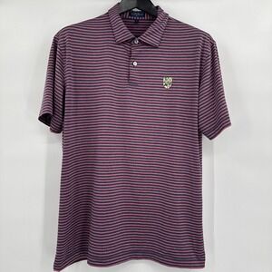 Peter Millar Crown Crafted‎ Dull Blue & Red Striped Casual Golf Polo Mens LARGE